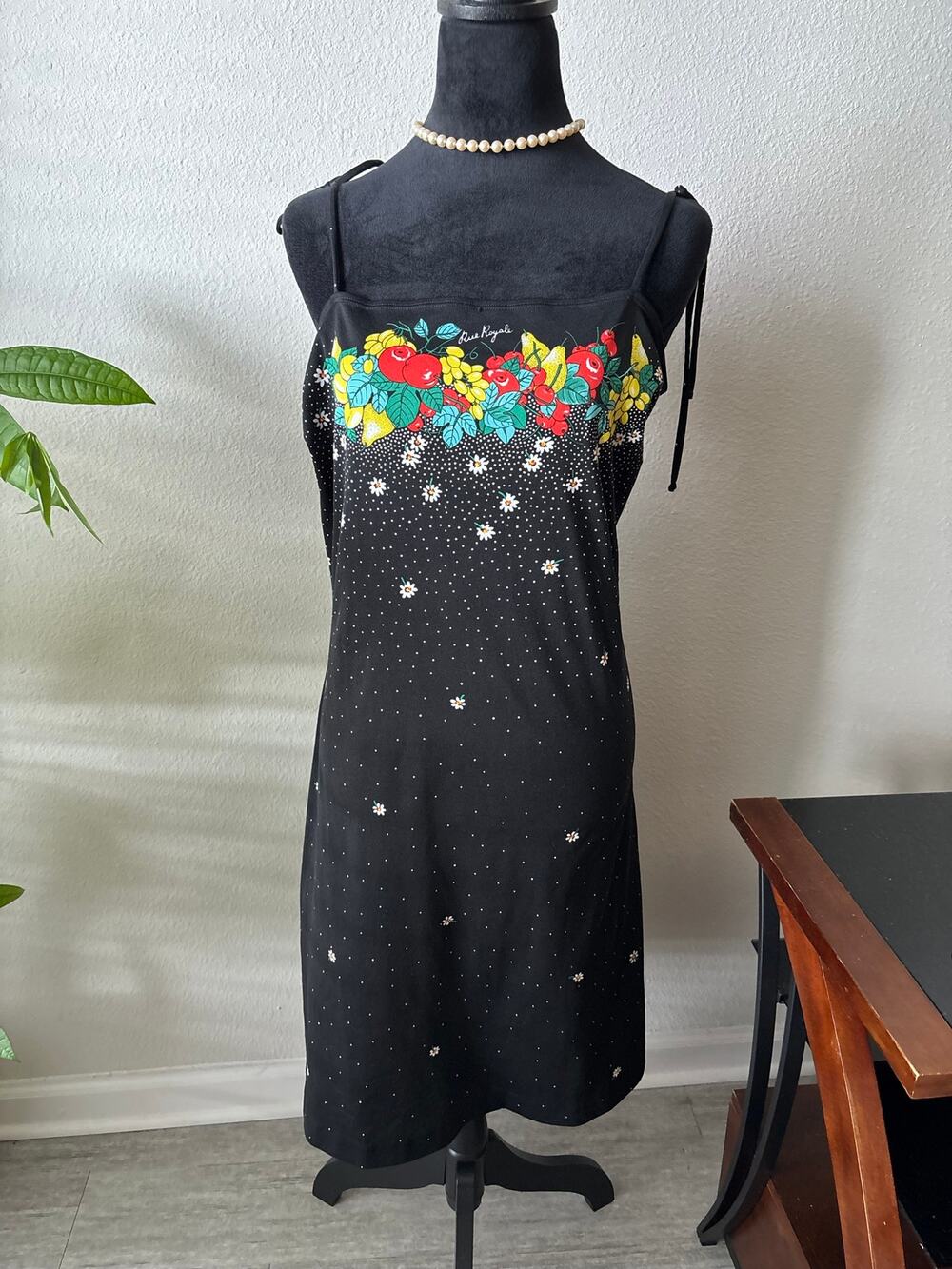 Vintage Black Floral Sleeveless Slip Dress